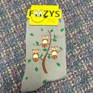 New Foozys Gray Owl Pattern Women's Socks shoe size 4-10